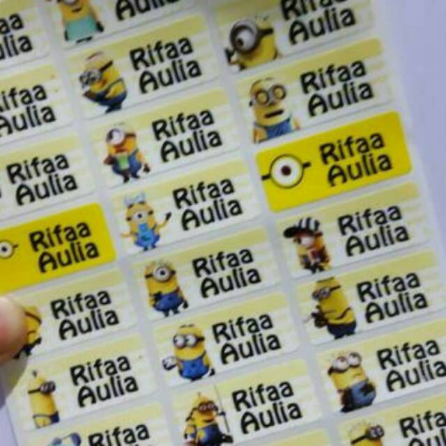 

MINIONS LABEL NAMA WATERPROOF STIKER TAHAN AIR