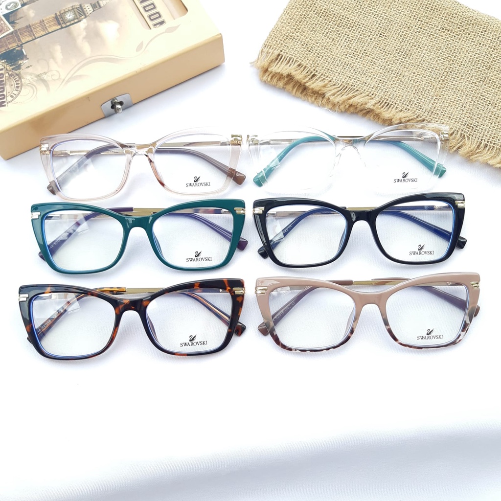 Kacamata Fashion Photocromic dan Anti Radiasi Model Terbaru Wanita Pria Mata Normal dan Minus dan Cylinder Model Cat Eye Frame Swarovski 5044 size 52-18-142 Paket lensa radiasi photocromic mines silinder plus ANTIRADIASI BLUERAY PHOTOCROMIC DAN BLUECROMIC