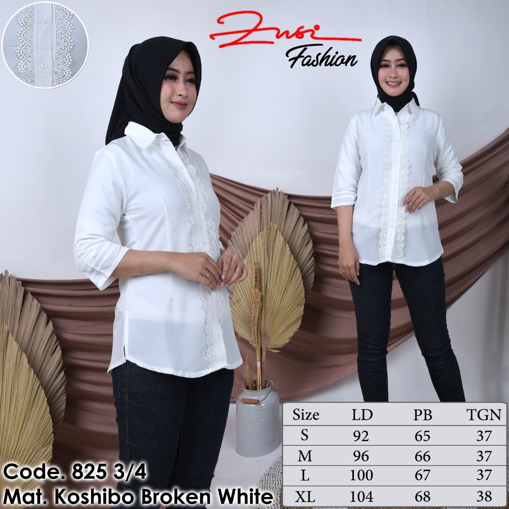 KEMEJA KOSHIBO PUTIH 825 BW WANITA TANGAN PANJANG 3/4 UKURAN S - XL