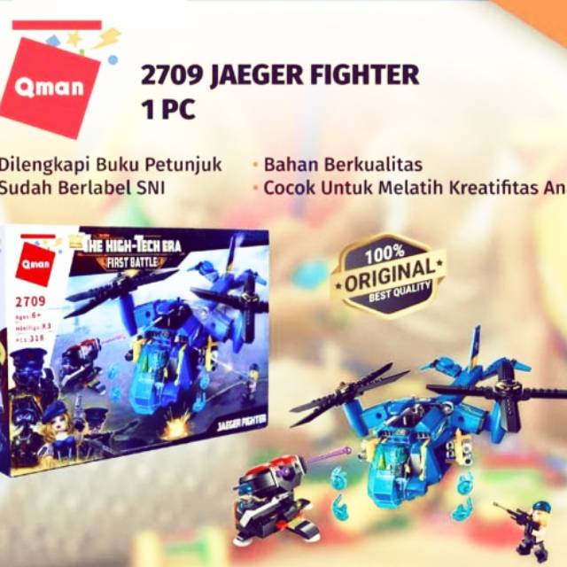 Mainan Bricks Qman High Tech Era First Battle Jaeger Fighter 2709