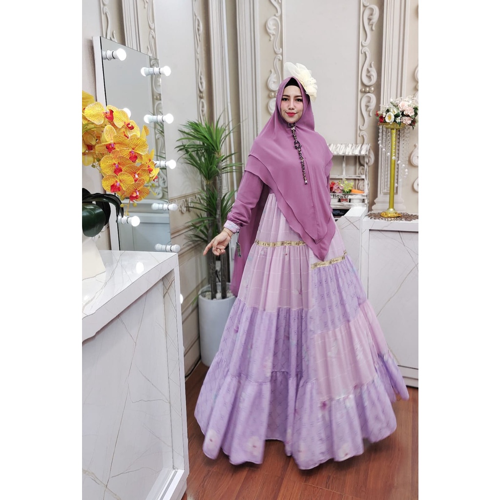 Zahira1808 Mariani Mangkuta Premium Ceruty Babydoll Gamis Syari Muslim Wanita Gaun Muslimah Dengan K