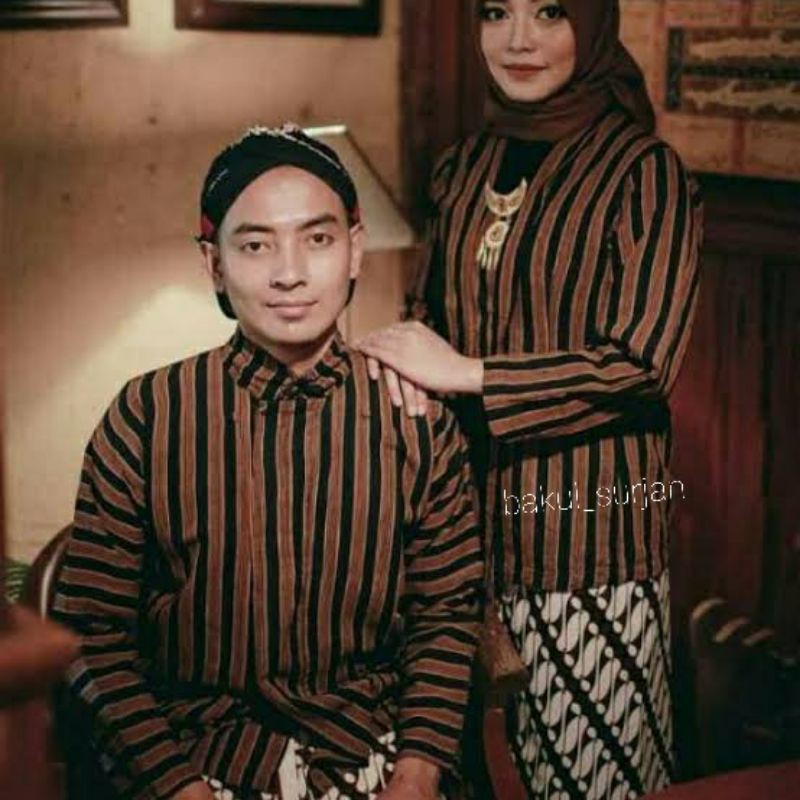 Baju Lurik Jawa Pria wanita / Sorjan Lurik Pria Wanita Bonus Blangkon / Baju Adat Jawa Khas Jogja So