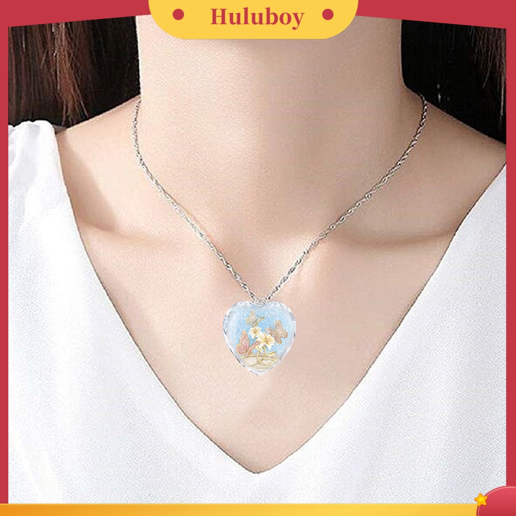 Hu Hu Hu Hu Hu Alat Bantu Pasang Kacamata♡ Kalung Kaca Bentuk Hati Motif Bunga Warna-Warni Untuk Hadiah