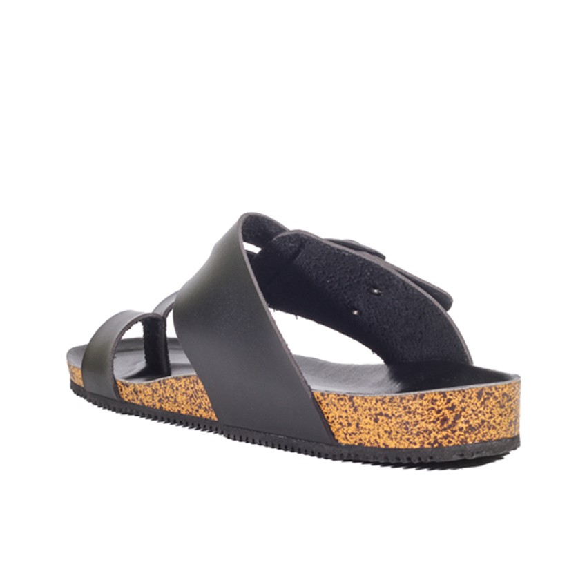 Alfaro Full Black | Sendal Jepit Tali Kulit Simpel Kayu Pria Cowok Sandal Footwear | FORIND x Zensa