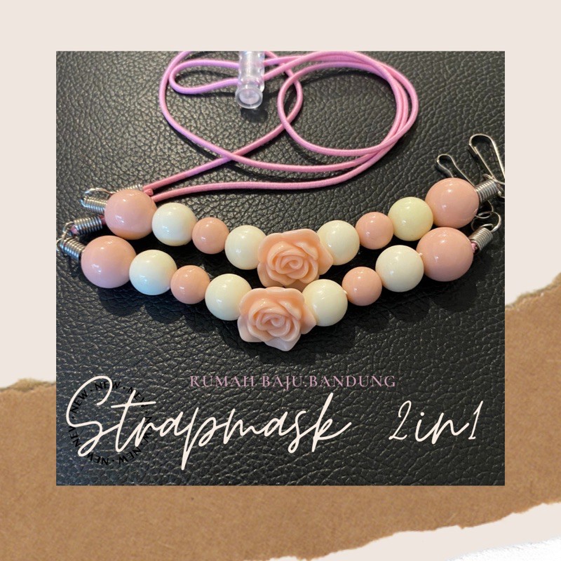 STRAP MASKER 2 in 1/ KALUNG MASKER TALI/ TALI MASKER HIJAB/ BABY PINK
