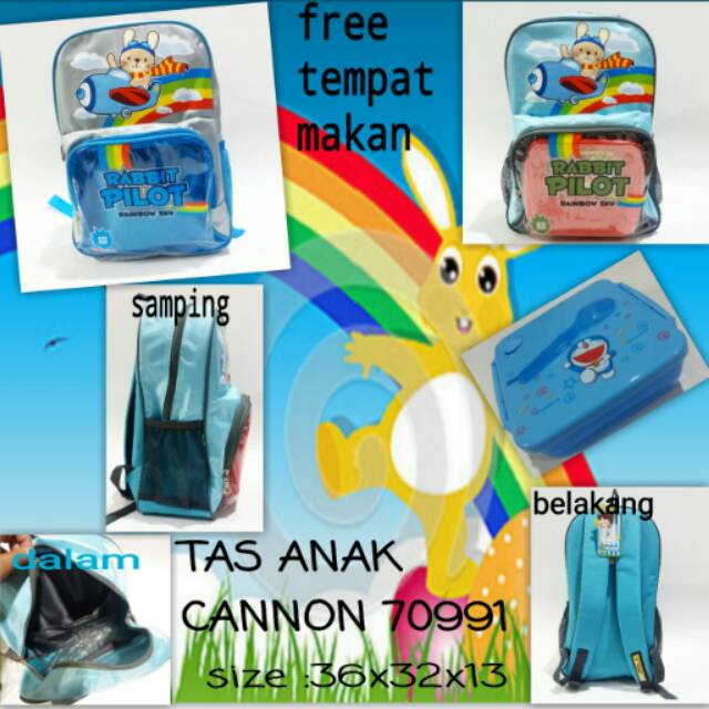 Tas anak cannon 70991 tas anak murah tas sekolah free tempat makan