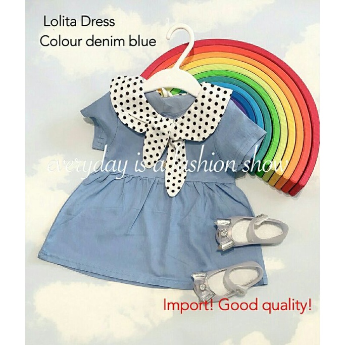 Dress Anak Soft Cotton Silky Denim Lolita Kid Kids Import