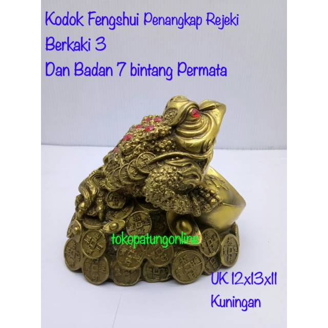 Patung Kodok Kuningan Fengshui Besar