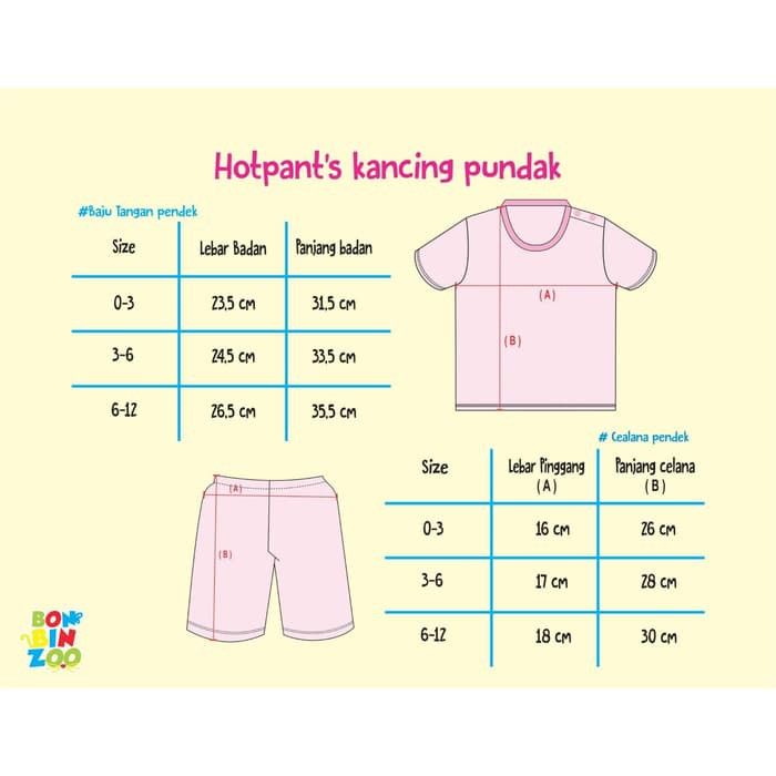 Bonbinzoo Setelan piyama anak pendek mix POLOS MOTIF SNI 0-12 Bulan setelan baju anak / baju bayi