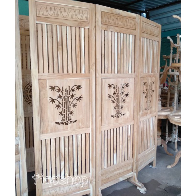 Sketsel Partisi Penyekat ruangan mentah kayu jati furniture jepara