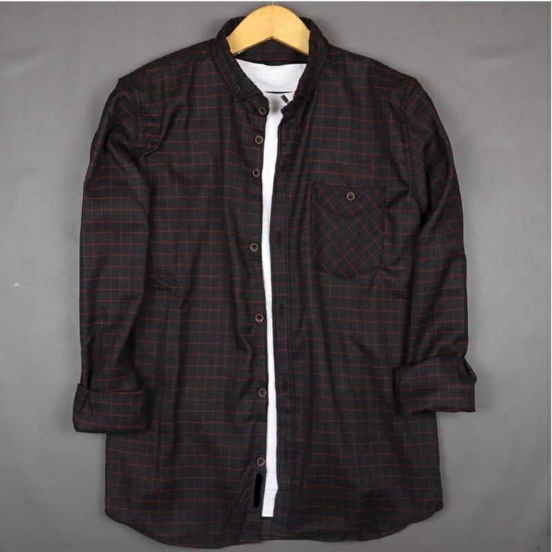 0Kemeja Flanel Impor Pria Kualitas Premium Lengan Panjang Unisex Hem Flannel Baju Flanel Pria Wanita Motif Kotak Kotak