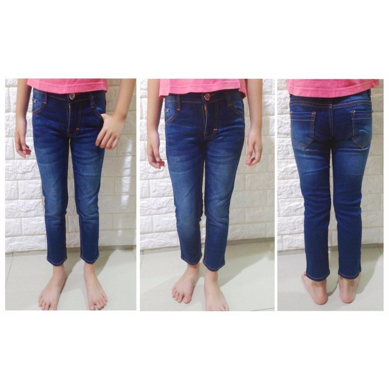 Celana Panjang Anak Cewek Anak Perempuan Jeans Wash Model 1351 - CLKD34