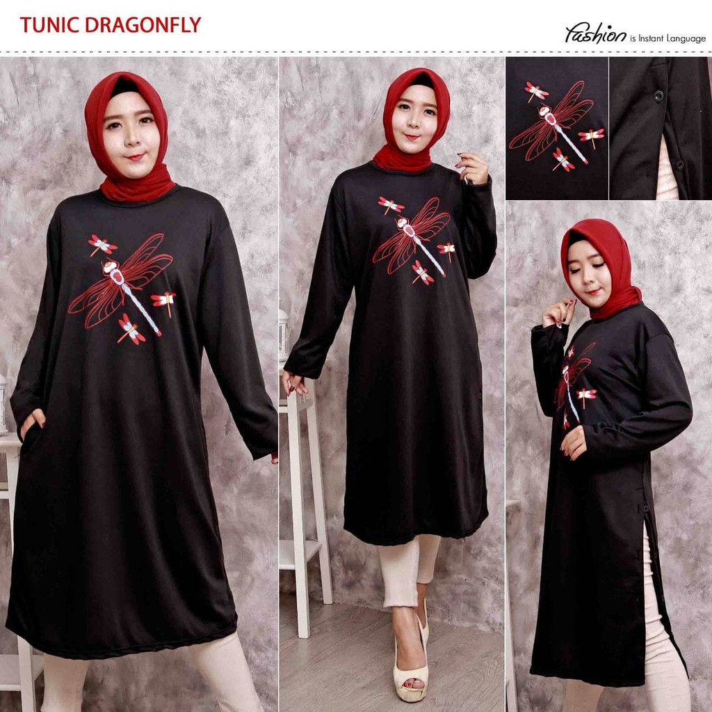 COD TUNIK DRAGONFLY XXL FASHION  ATASAN WANITA MUSLIMAH