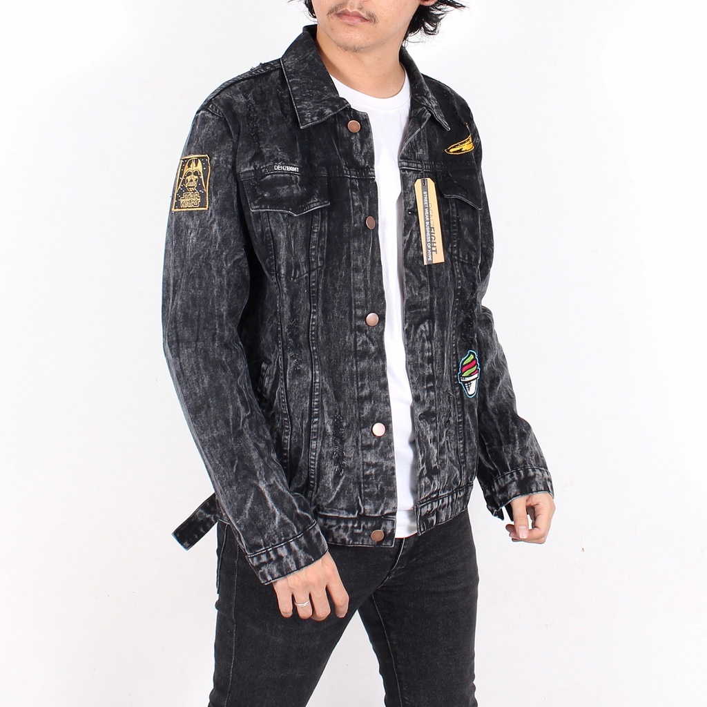 Jaket Jeans Sandwosh Black Full Emblem