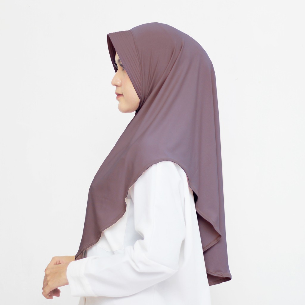 SHA - Jilbab Instan Khimar Jersey Pinguin Premium-Hazelnut