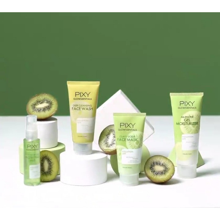 ❤️ GROSIR ❤️  PIXY Glowssentials Kiwi Extracts - Face Mist - Clay Mask - Face Wash - Gel Moisturizer