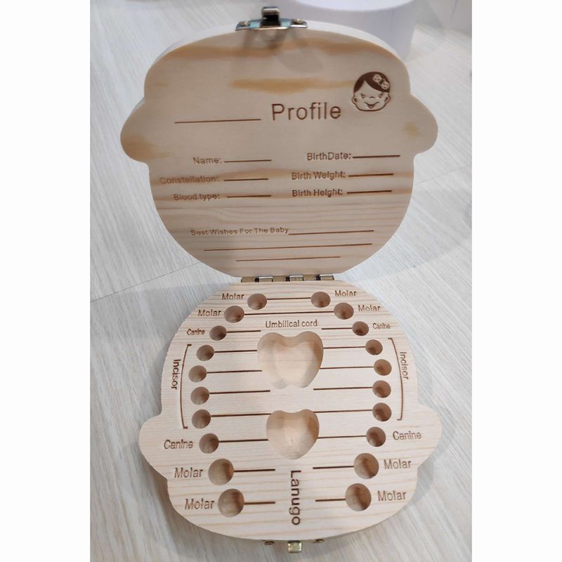 Kotak Penyimpanan Gigi Susu Bayi Bahan Kayu Milk Tooth Wooden Storage Box Anak