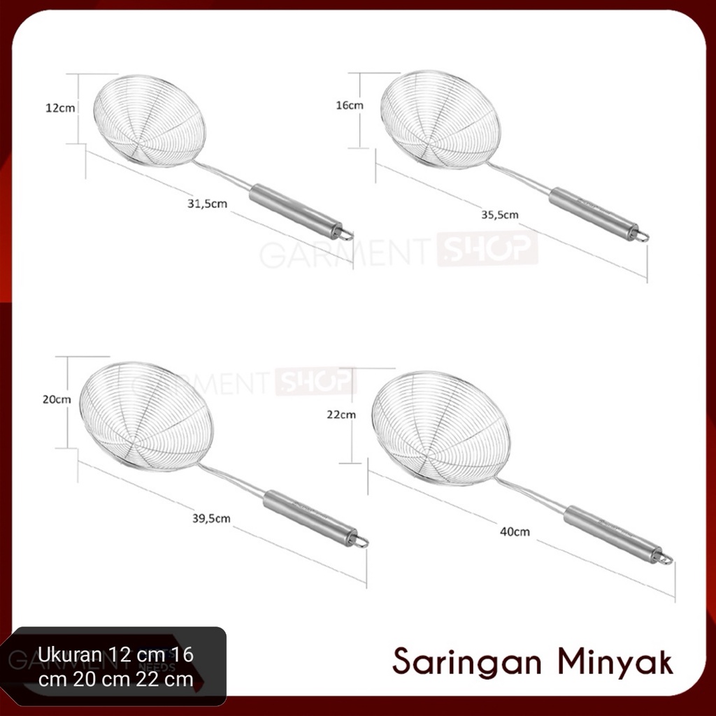 Serokan Saringan Gorengan Stanlies, Saringan  Mie Stanlies Steel Uk 12 cm 16Cm 20 Cm 22 Cm