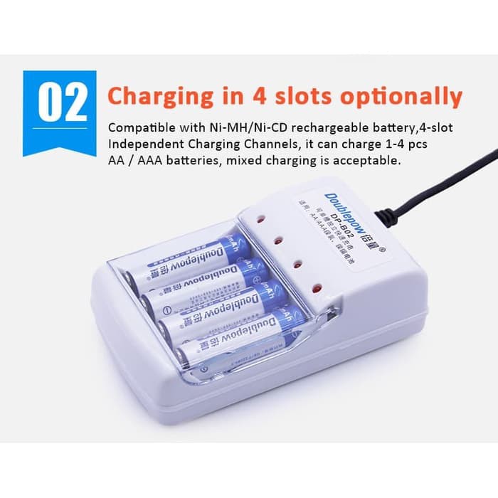 Termurah Alat Cas Charger Baterai Battery Batrai 4 slot AA AAA Listrik DP-B02