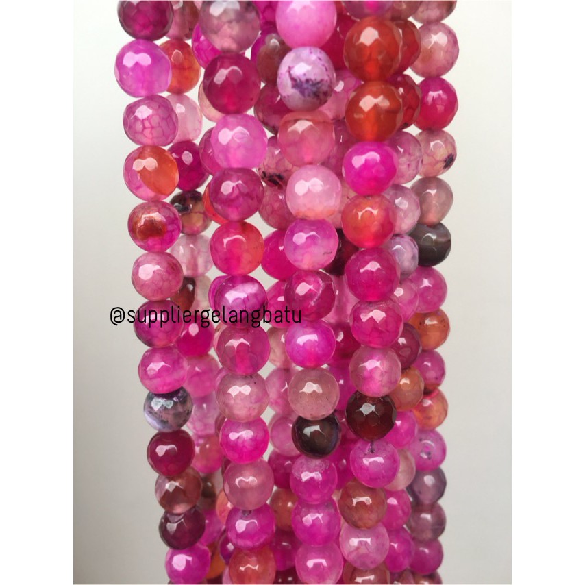 bahan batu 8mm Purple Agate cutting aksesoris facet gelang kalung ungu agatis supplier gelang kalung