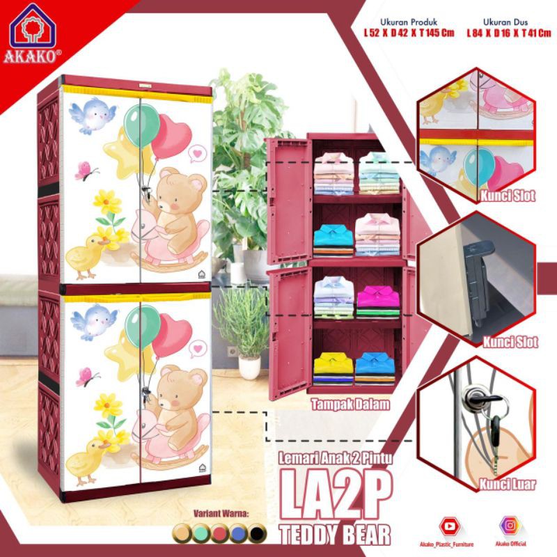 LEMARI PLASTIK 4 SUSUN KARAKTER || LEMARI MINIMALIS AKAKO LA2P TEDDY BEAR