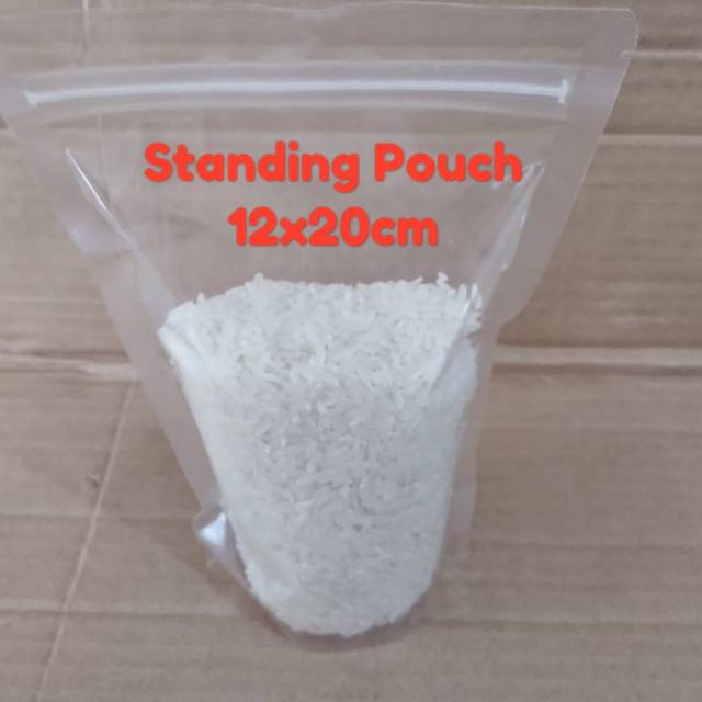 Plastik Klip Bening Berdiri 12x20cm Isi 100pcs Standing Pouch Transparan Food Grade