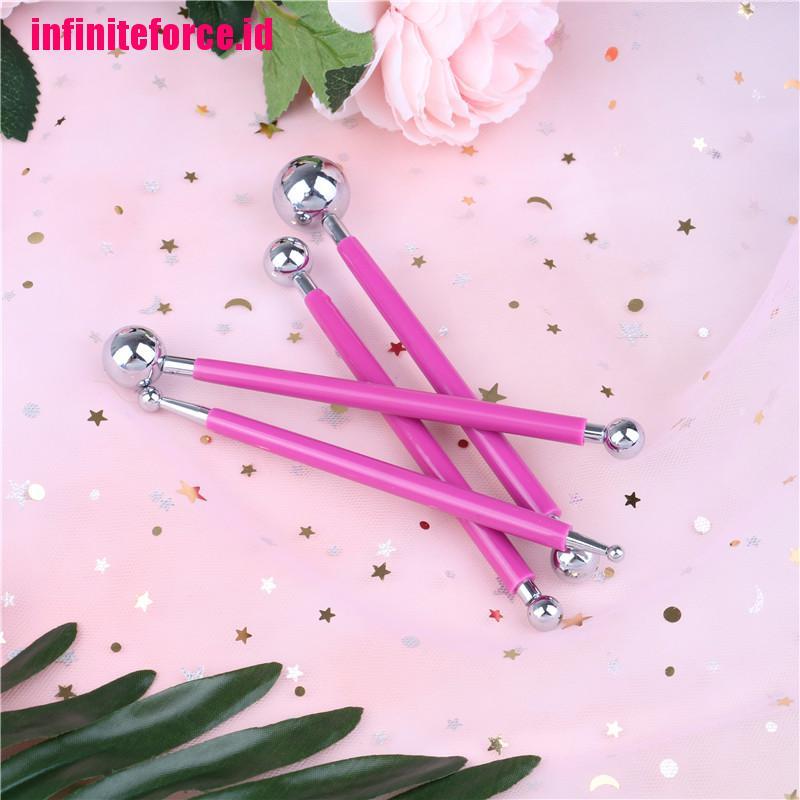 4 PCS Fondant Cake Decorating Pen Metal Ball Flowers Sugar Craft Modelling Tools