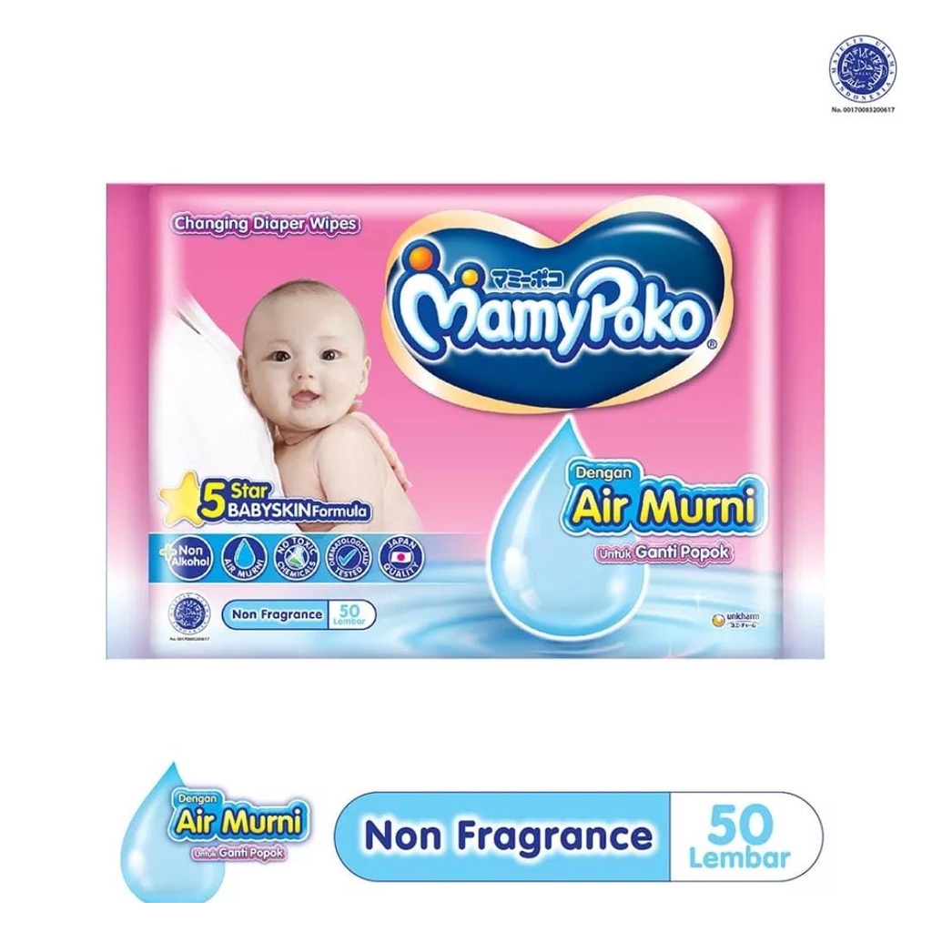 Mamy Poko Baby Wipes dengan air murni &amp; non alkohol