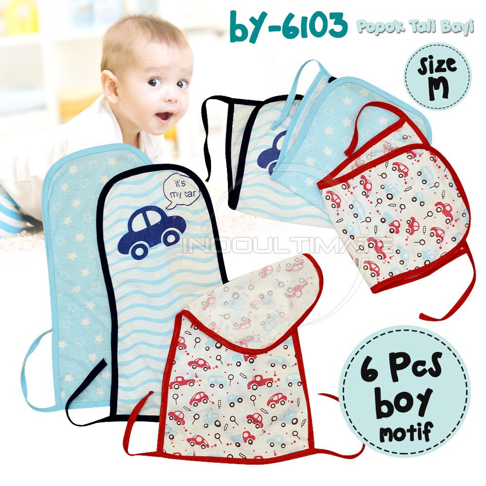 6 Pcs Popok Tali Bayi Seri [Ukuran M] BY-6103-CD Popok Kain bayi Popok Kain Tali Popok Bayi