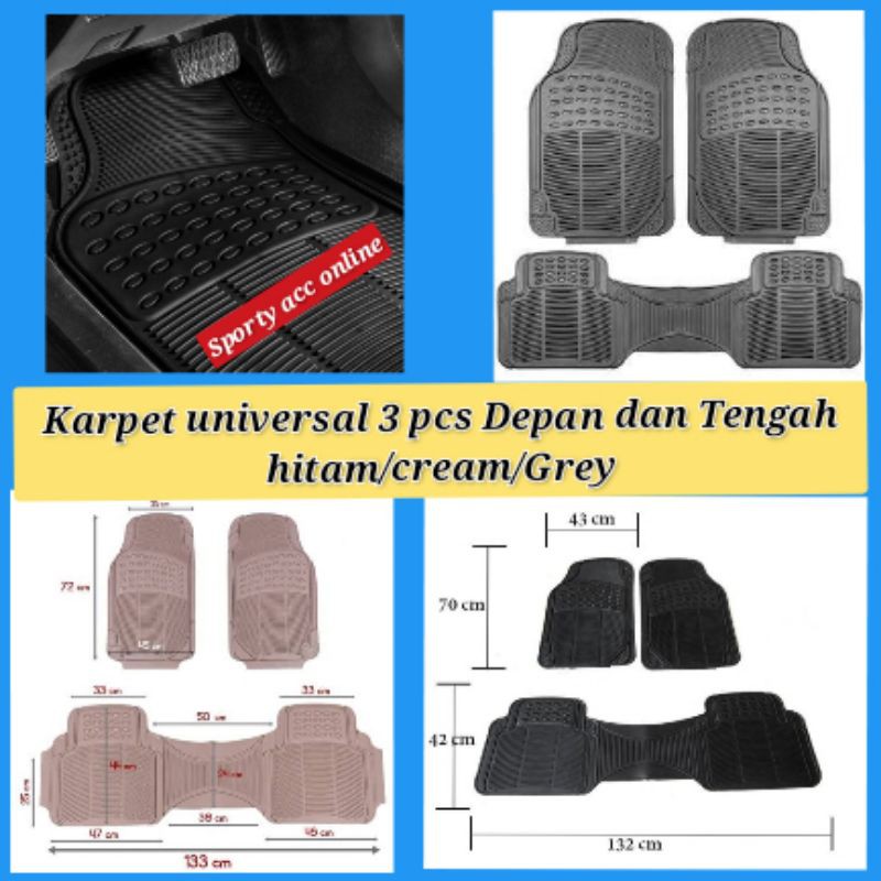 Karpet mobil universal 3pcs sambung depan dan tengah tmc