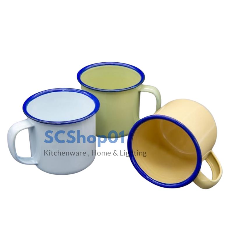 Mug Enamel Warna Polos / Cangkir kopi / Cangkir jadul 6cm 7cm Calypso