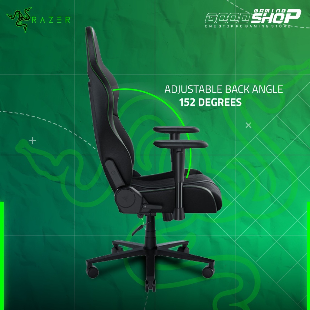 Razer Enki X BLACK/GREEN Essential for All-Day Comfort - Gaming Chair