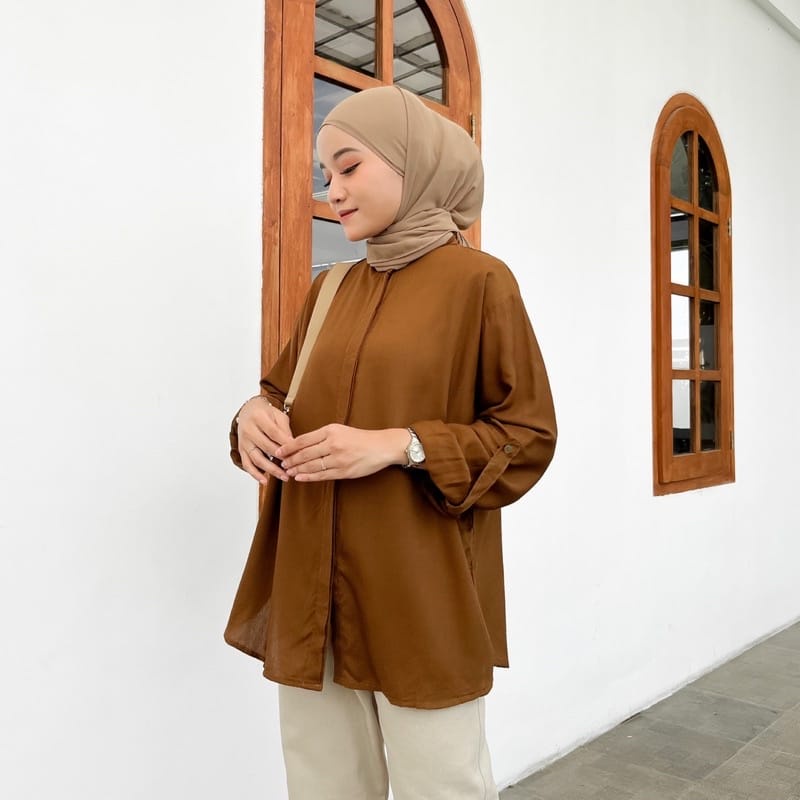 BEFAST - ZEC OOTD Blouse CASPER / Moldy Rayon Diamond Blouse / Kemeja Wanita Terbaru / Atasan Lengan Panjang / Hem Polos / Pakaian Casual Wanita / Kemeja Kerja Formal / Fashion Kekinian Wanita ABG / Terlaris