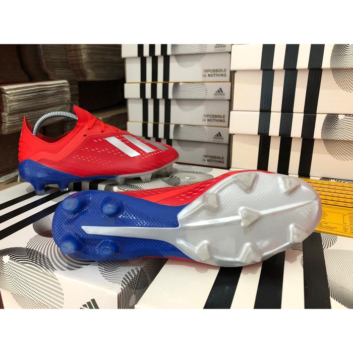 Soccer Adidas X 18.1 FG - Red Blue SILVER