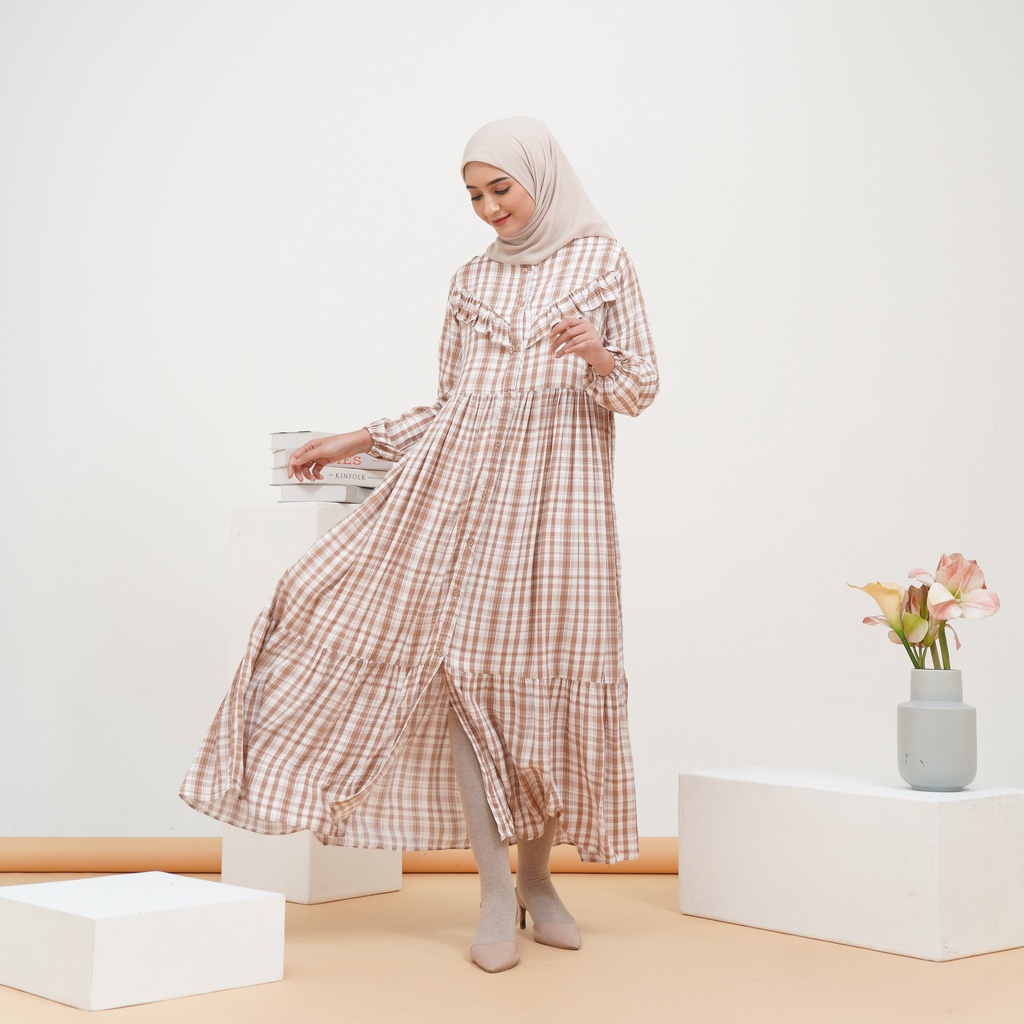 Ayana ankle dress rayon viscose premium midi dress rayon hayya dress looklike haideeorlin hayyah houdstooth khaki hayya gingham vanesza wear mimpi  series