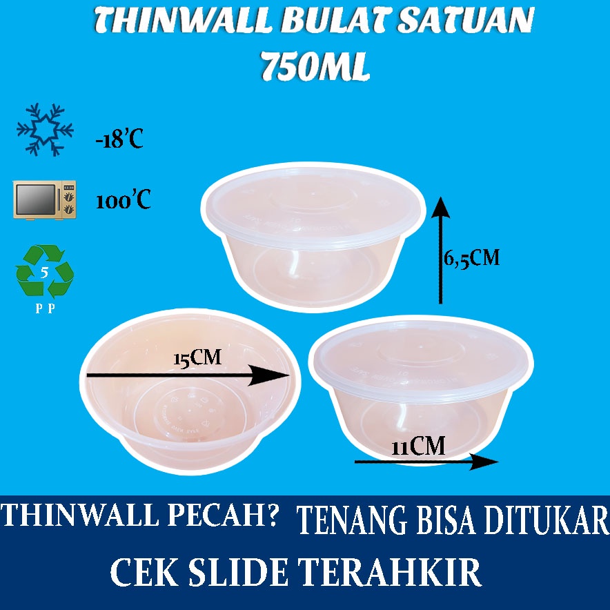 Thinwall Bulat 750ML Mangkok/ Food Container Mangkuk OTBS750