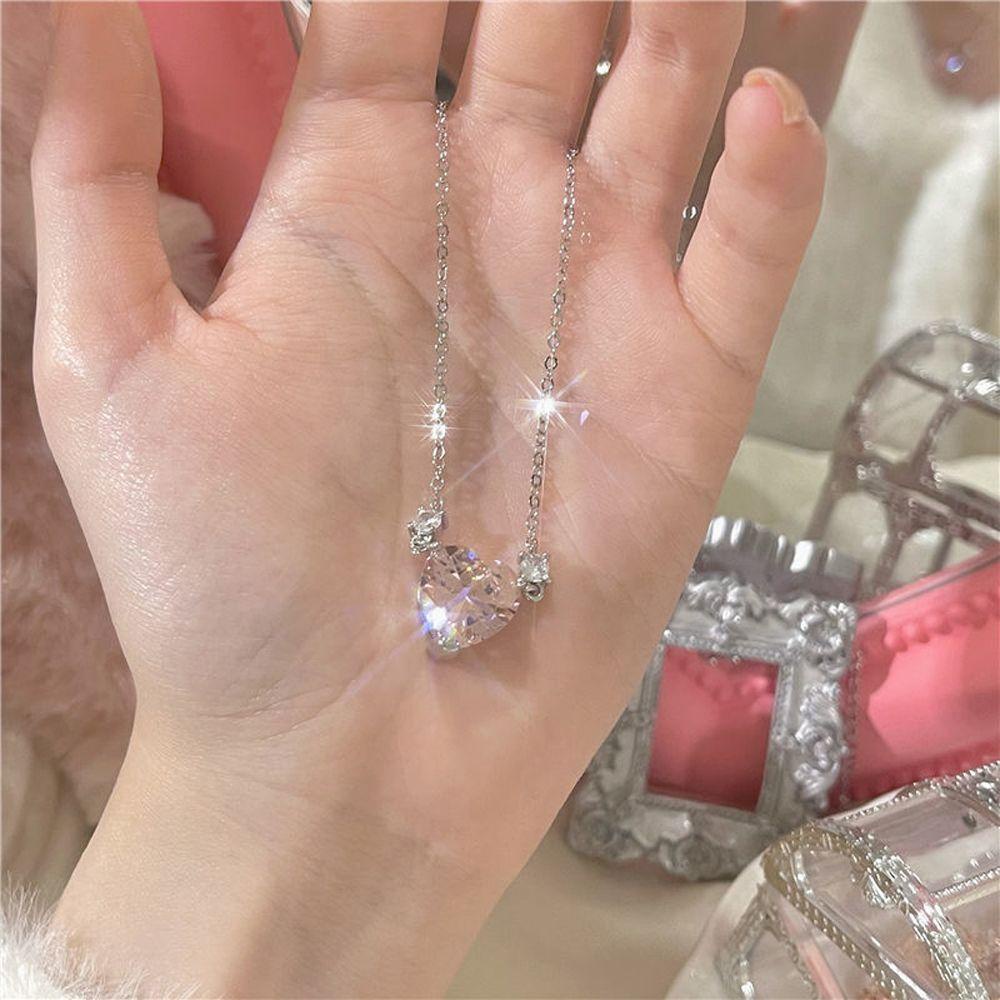 Mxbeauty Hati Liontin Kalung Zirkon INS Cinta Hati Fashion Perhiasan Hadiah Kekasih Gadis Gaya Korea