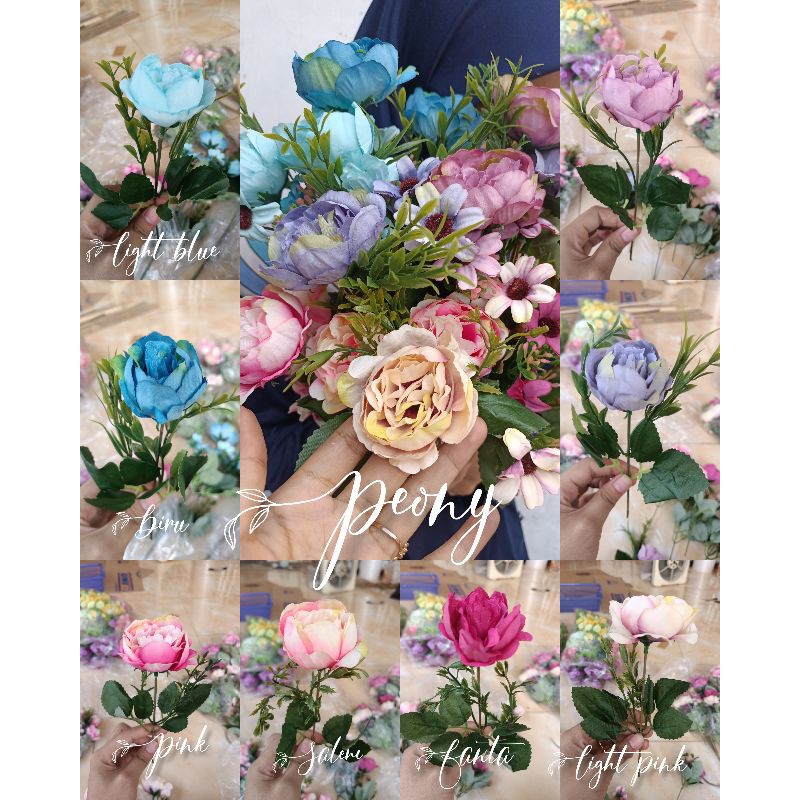 Peony Bunga Plastik Artificial Dekorasi Rustic Hiasan Mahar Dried Flower Hampers Ringbox-1