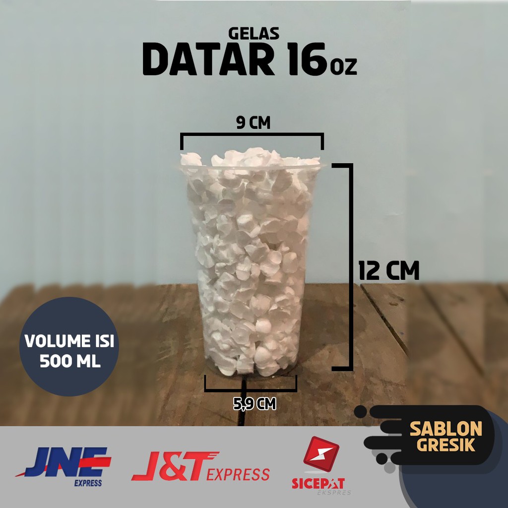 Gelas Cup Plastik 16oz Datar Merk Starindo