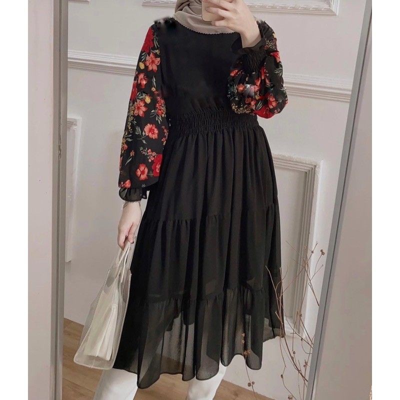 SYIFA TUNIK MOTIF FLORAL TUNIC ATASAN BAJU WANITA  FASHION MUSLIM