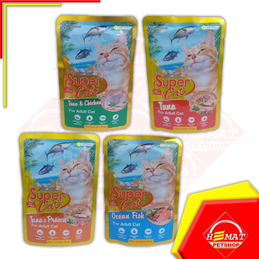 Supercat Basah Adult 85 Gram / Sachet Wet Food 85 Gram / Makanan Kucing Pouch 85gram