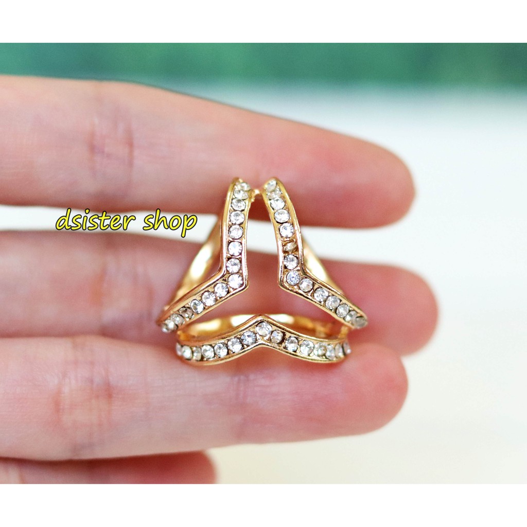 Bros Cincin Ring Aksesories Syal Hijab Bentuk Segitiga Cantik-Model 01 Gold