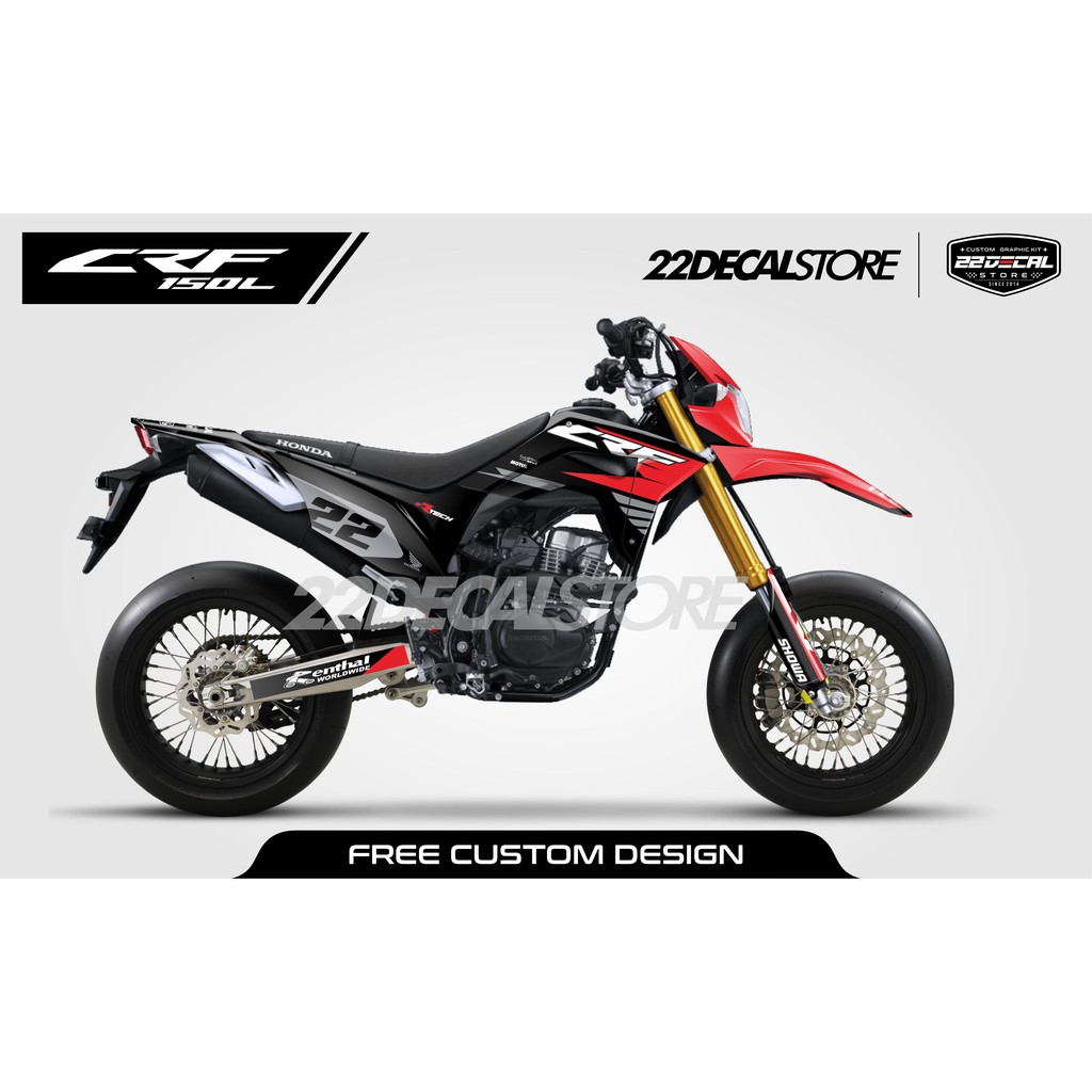 DECAL CRF 150L HITAM MERAH ABU ABU