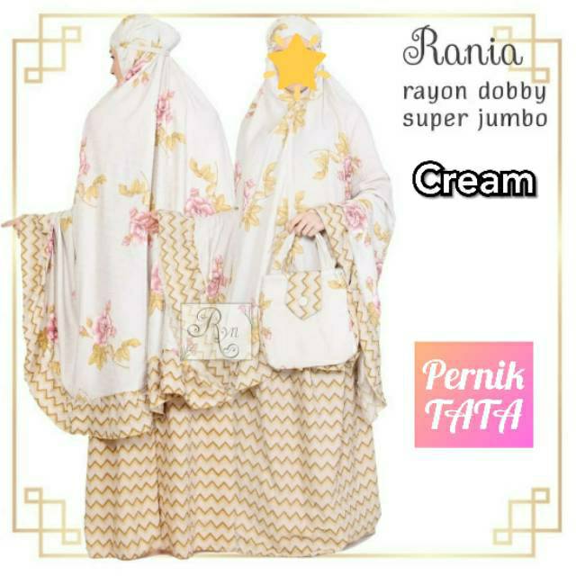 Mukena RYN RANIA Ori by Rhayahn Solo - Mukenah Dewasa Super Jumbo Rayon Dobby Impor Motif Cantik