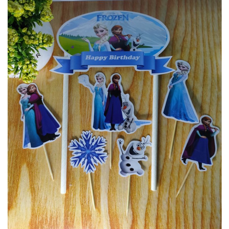 Topper Frozen Disney  DAN Topper Cup Cake Ulang Tahun Hiasan Kue Ulang tahun Birthday cake Dekorasi 