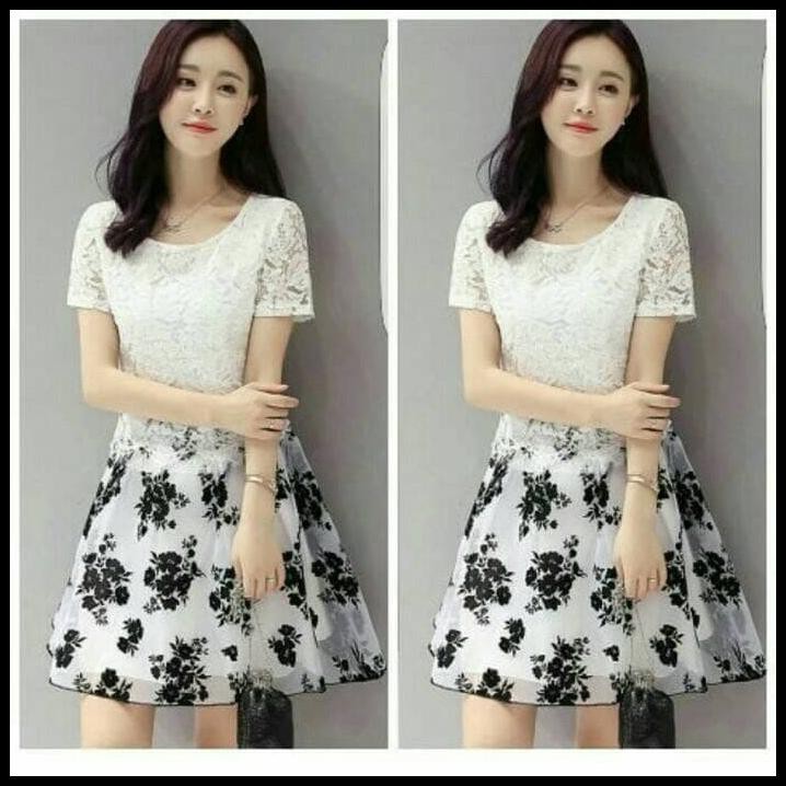 Asli Gaun Pesta Natal Mini Dress Brokat Dress Kekinian Dress Remaja Biru Shopee Indonesia