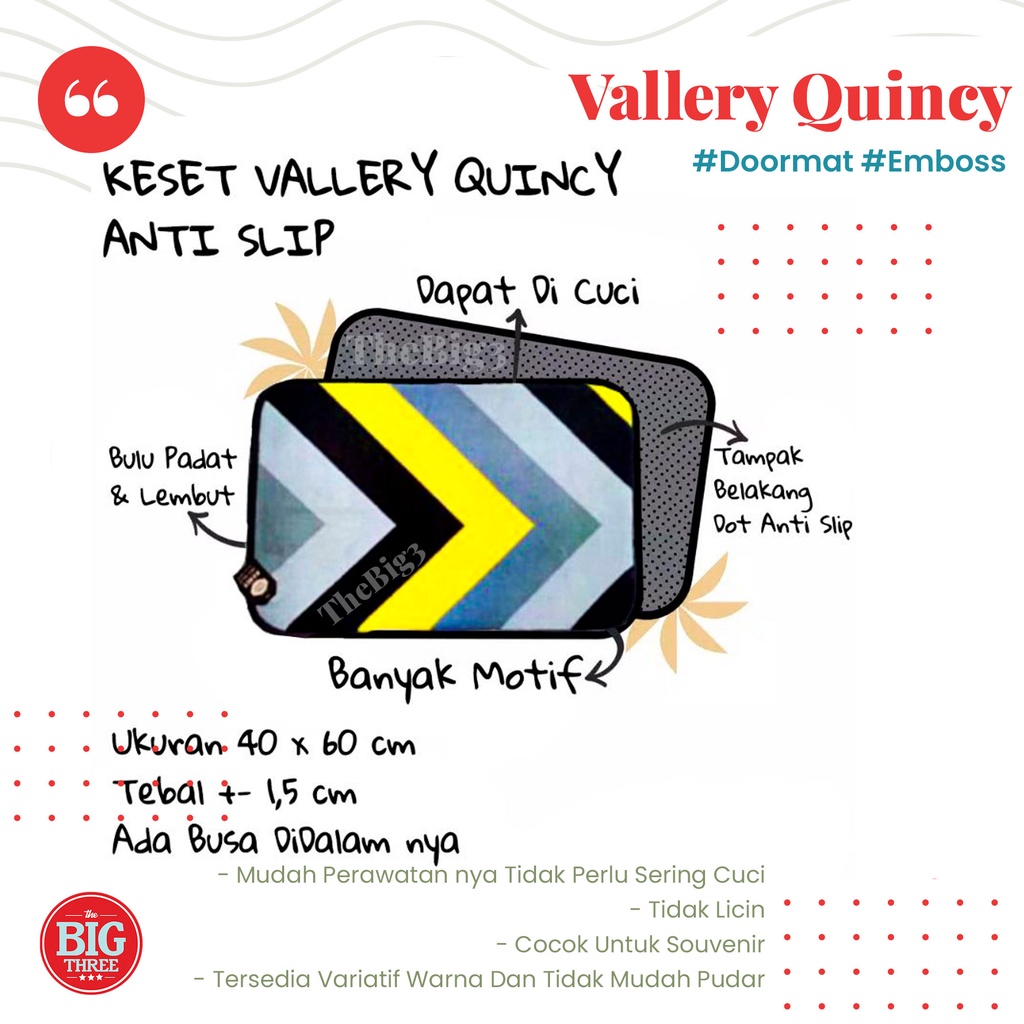 Vallery Quincy Keset EMBOSS Microfiber motif Minimalis Kiara Ameta Atlas Austin Dalton