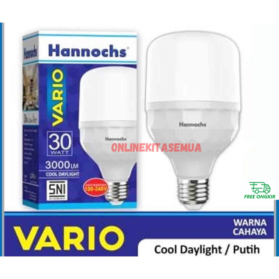 Lampu Bohlam Led Kapsul Tabung HANNOCHS VARIO Putih 6500K SNI