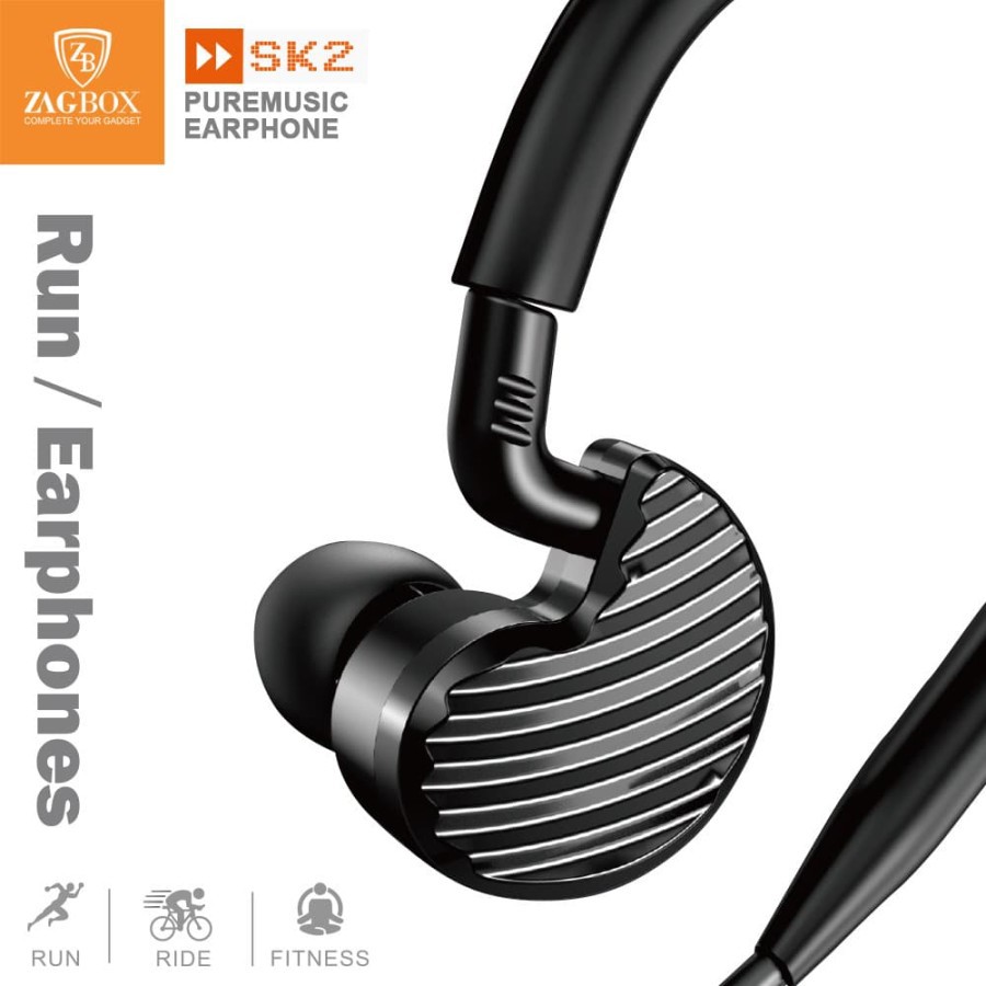 Headset Handsfree ZAGBOX Pure Music (SK-2) super bass over ear sport model