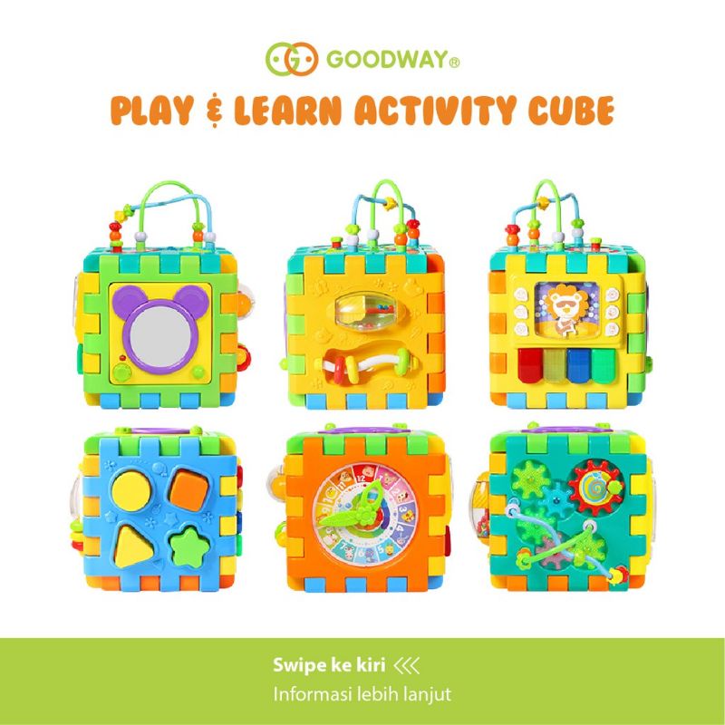 GOODWAY MAINAN EDUKASI BALITA ANAK PLAY & LEARN ACTIVITY CUBE MULTIFUNGSI / PUZZLE / DYNAMIC DRUM / 